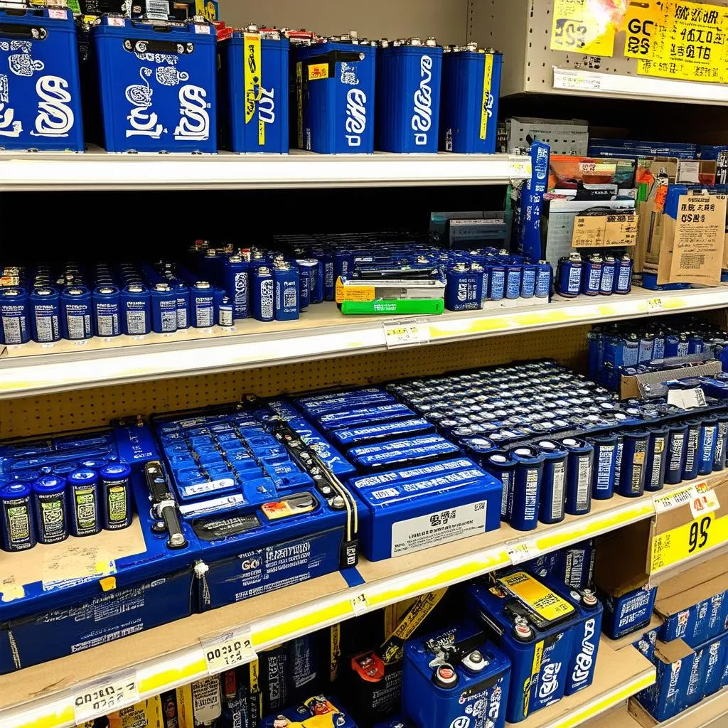GS batteries on display shelves