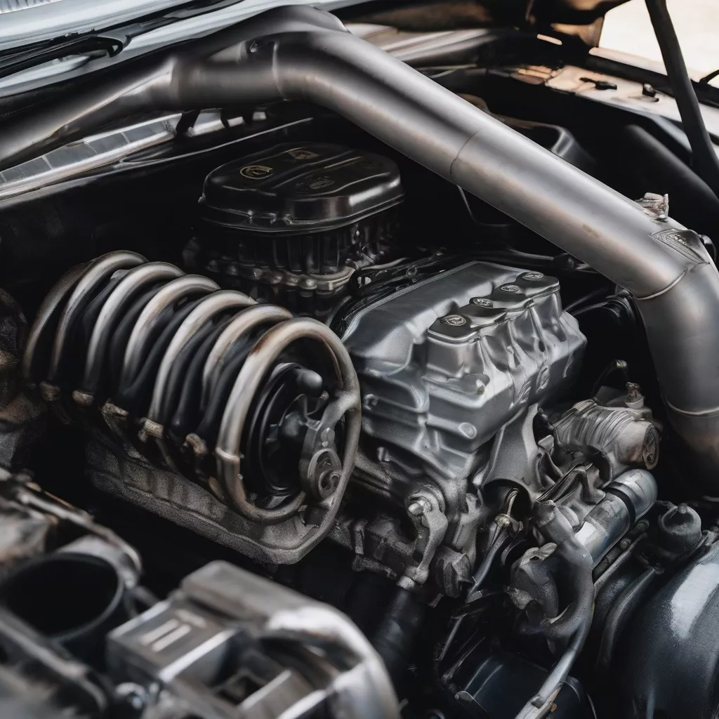 중고 트럭 엔진 클로즈업 사진