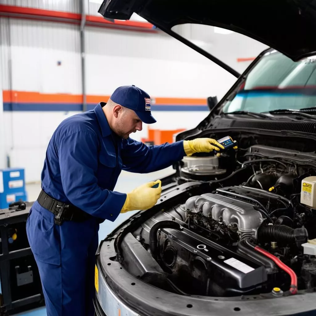 Anh Kỹ Thuật Viên Đang Kiểm Tra Xe Tải