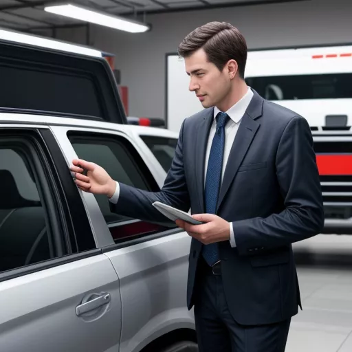Salesperson introducing a truck to a customer