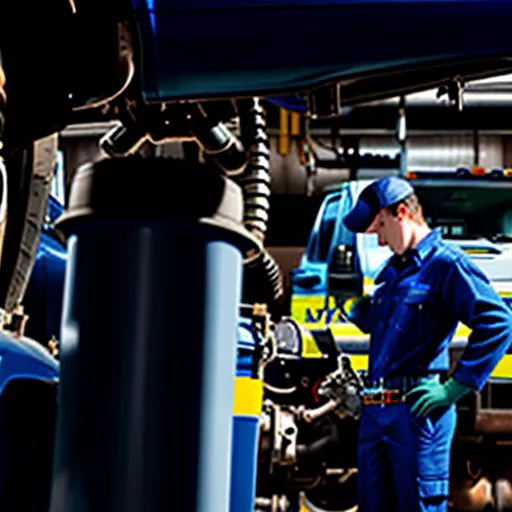 Meccanico che controlla il motore di un camion