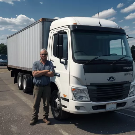 Anh Tuấn bên chiếc xe tải Hyundai Porter mới mua