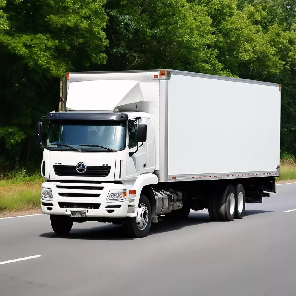 Ảnh xe tải đang di chuyển trên đường