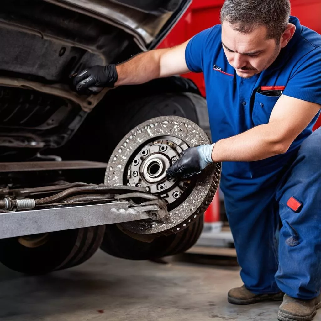 Xe tải đang sửa chữa