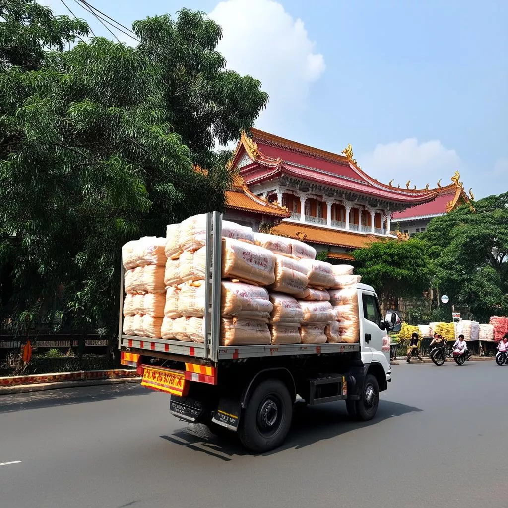 Ảnh xe tải Hyundai chở hàng tại Hà Nội