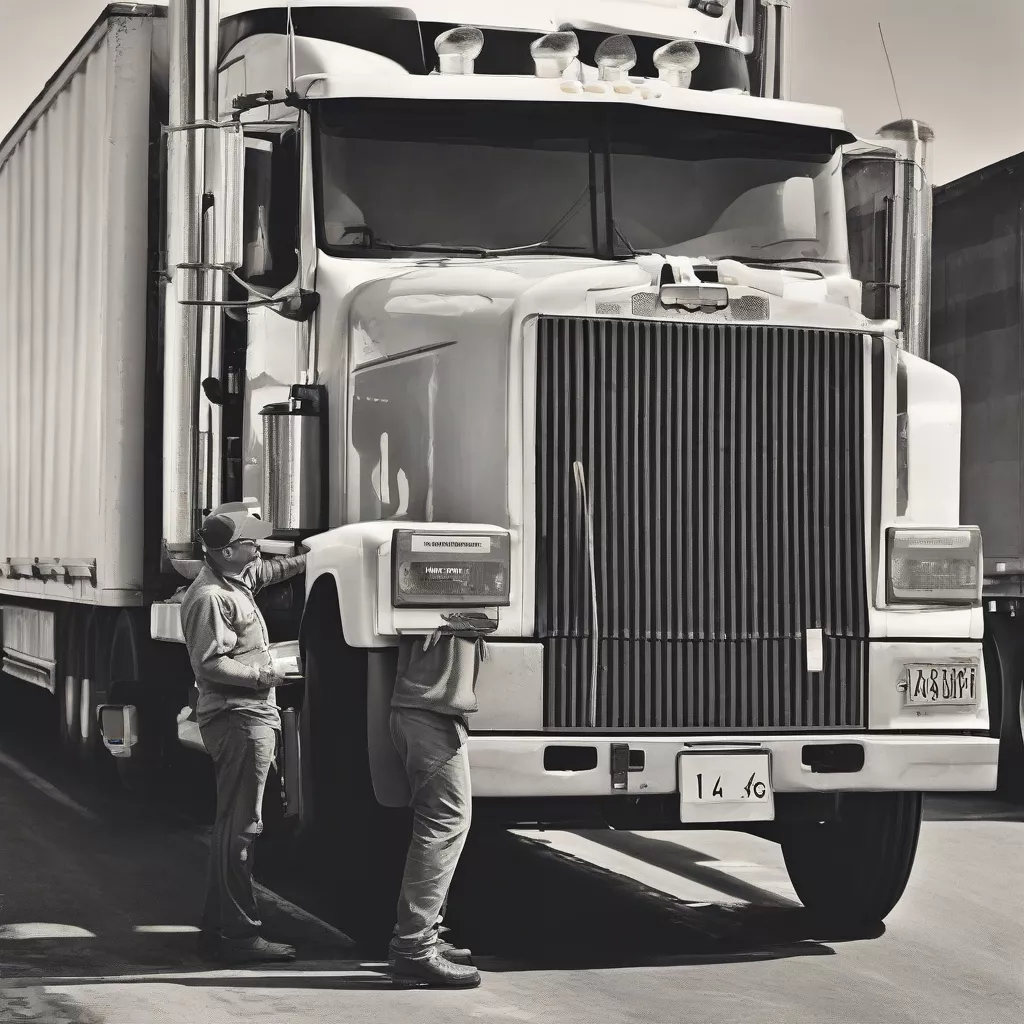 Bác tài đang kiểm tra xe tải
