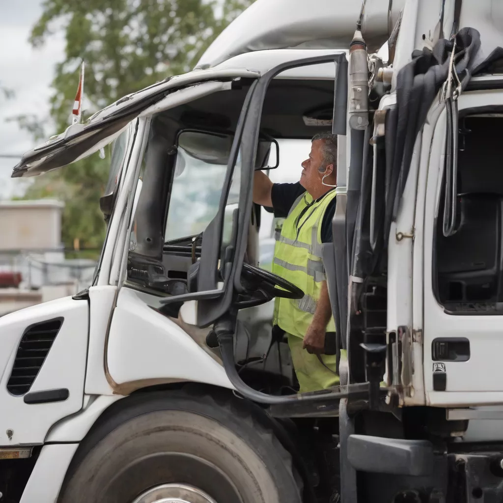 LKW-Fahrer prüft die Klimaanlage