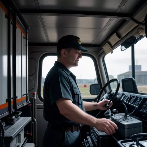Truck driver inspecting the engine of a tractor truck