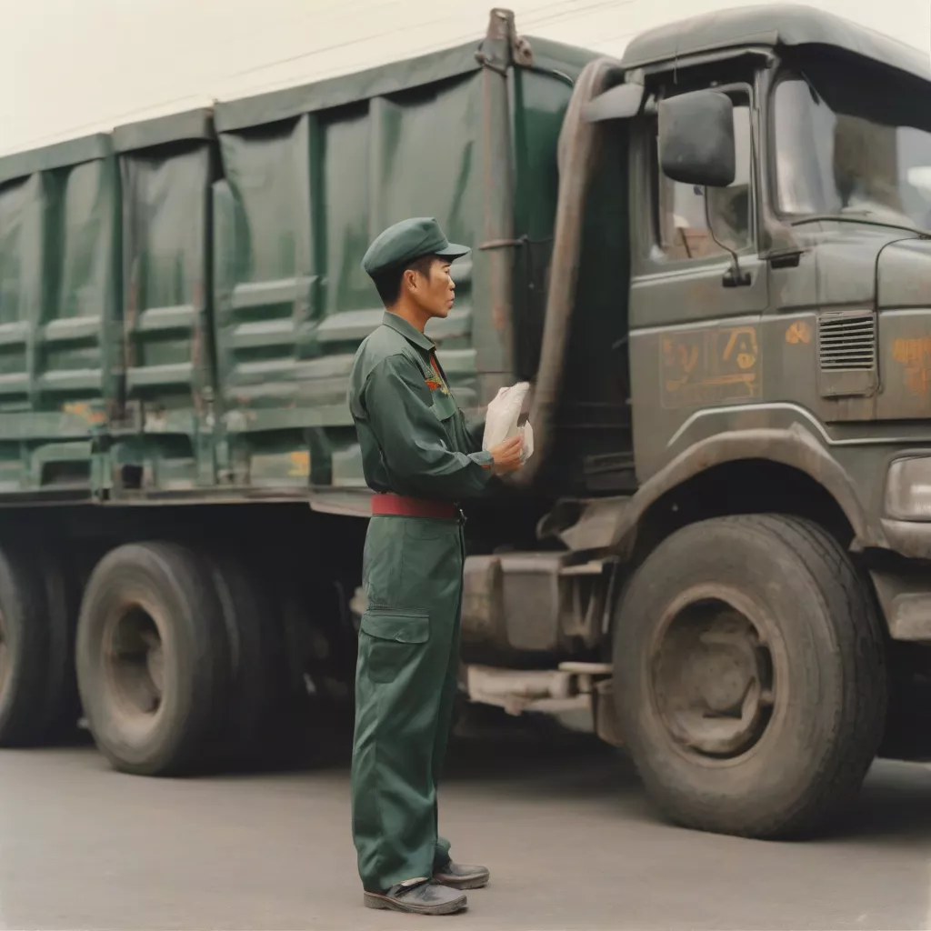 Bác tài kiểm tra hàng hóa