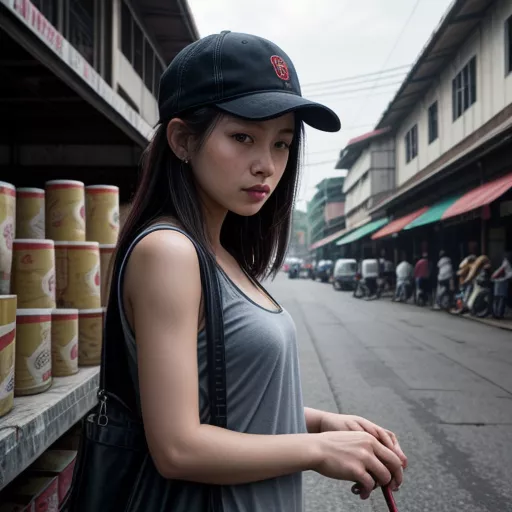 Truck driver inspecting goods at An Suong Market