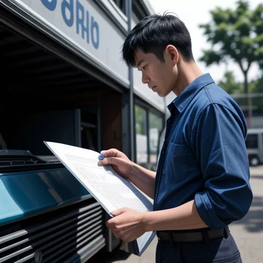 Chauffeur inspectant un camion