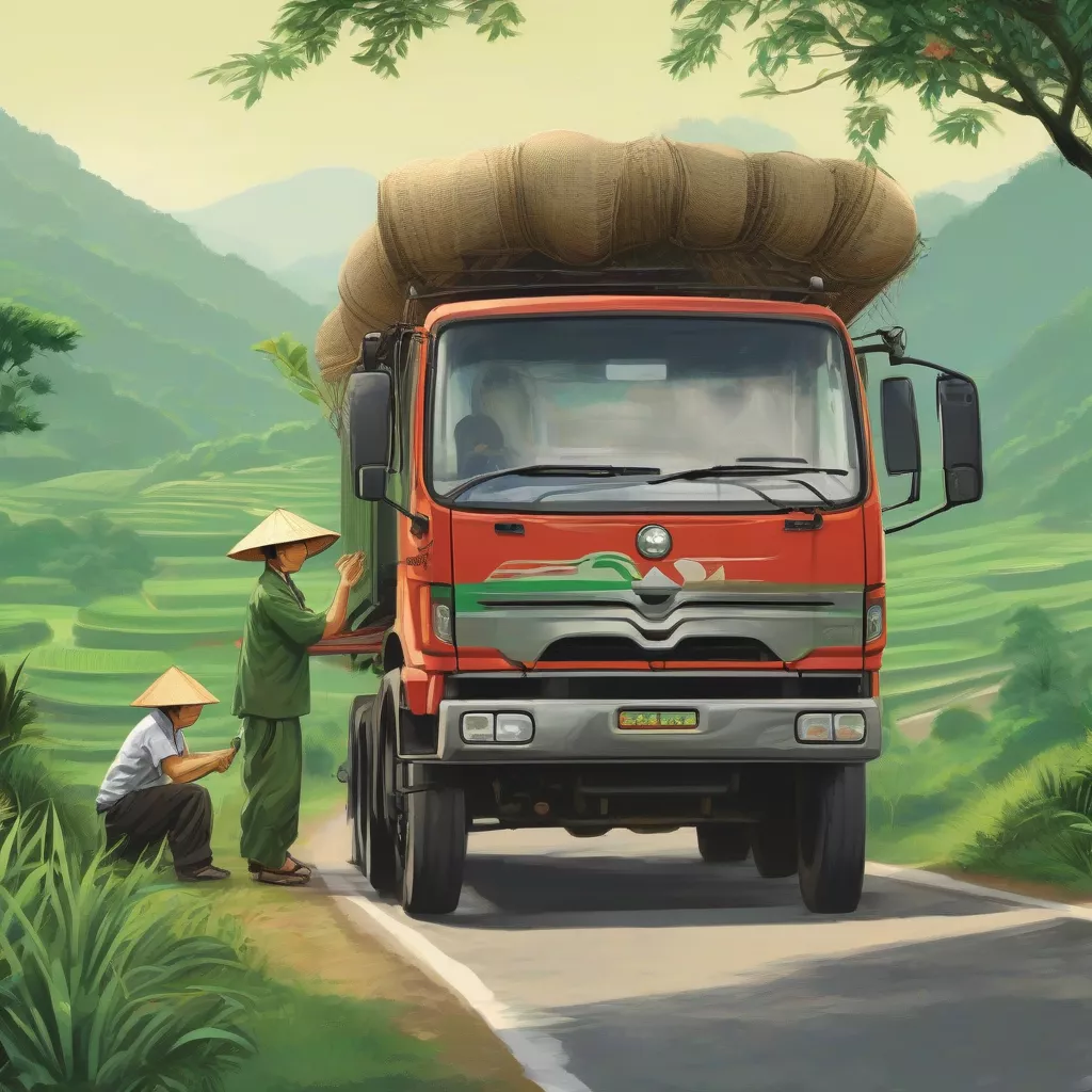 Bác tài kiểm tra xe tải