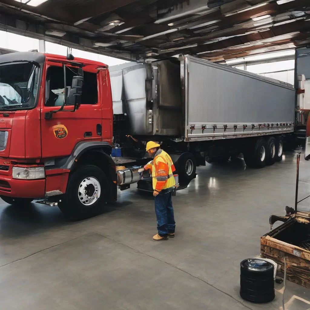 Driver inspecting a truck