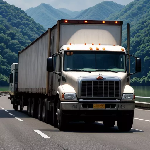 Truck driver inspecting truck on a bridge