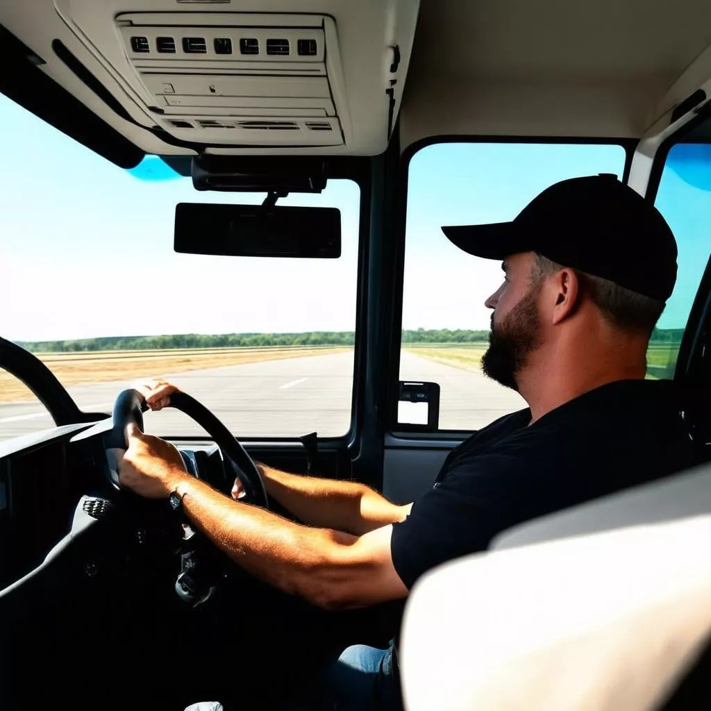 Truck Driver in Air Conditioned Cabin