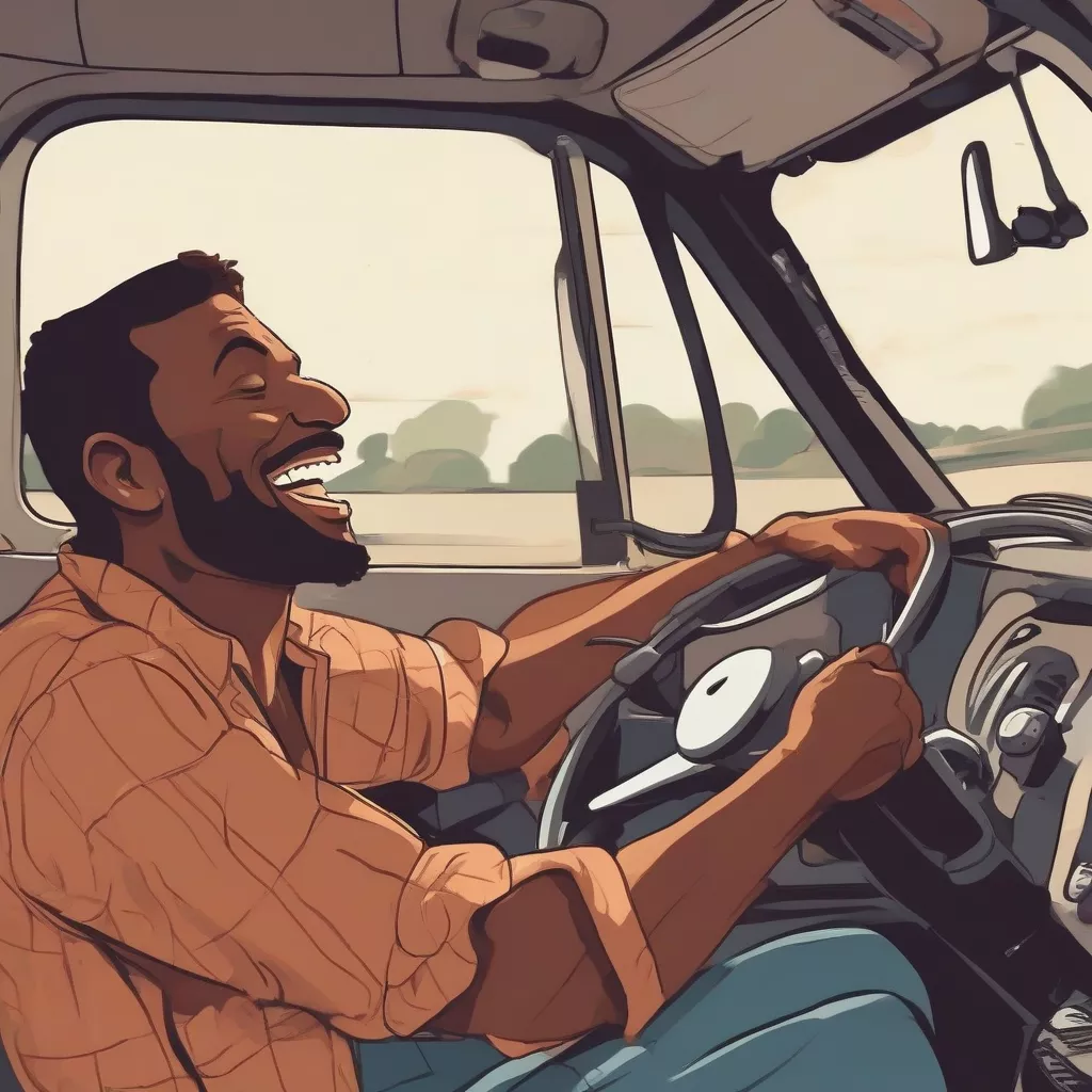 Bác tài nghe nhạc trên xe tải