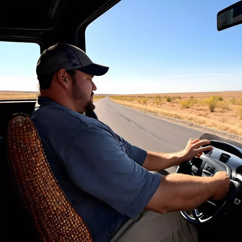 Bác tài sử dụng tựa lưng hạt gỗ ô tô