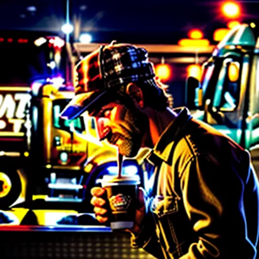 Sopir truk minum kopi agar tetap terjaga di malam hari