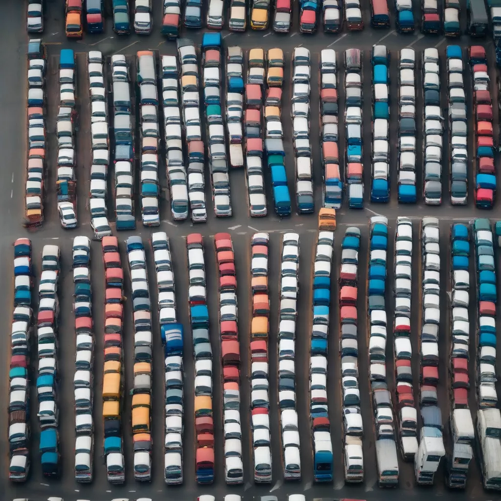 Truck parking lot in Hanoi