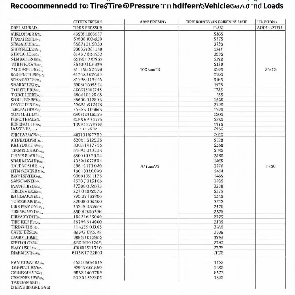 Truck tire pressure chart
