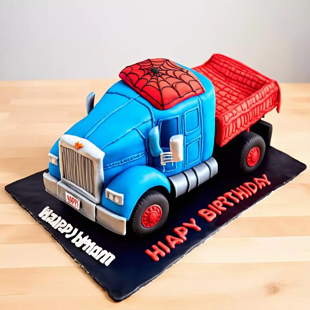 Torta compleanno a forma di autocarro con Spiderman