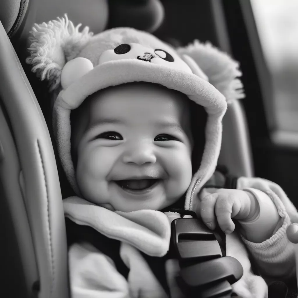 Happy child in a car