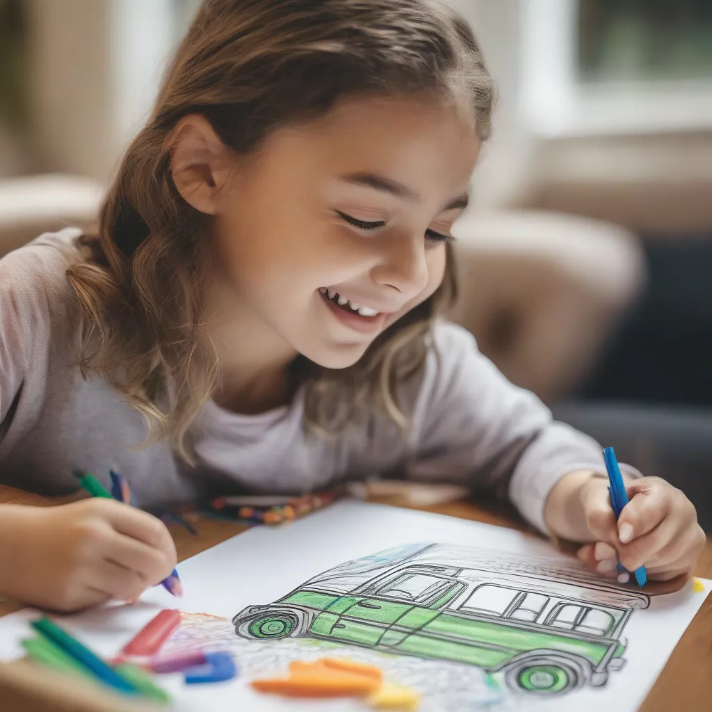 Child drawing a truck