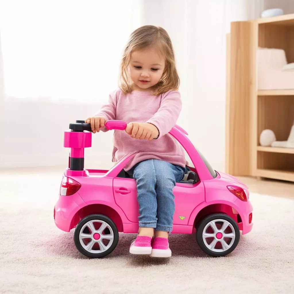 Bé gái chơi ô tô điện