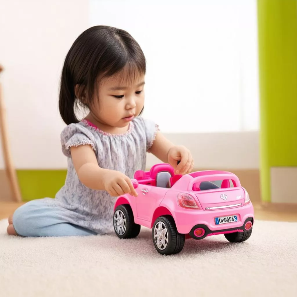 Bé gái chơi ô tô điện