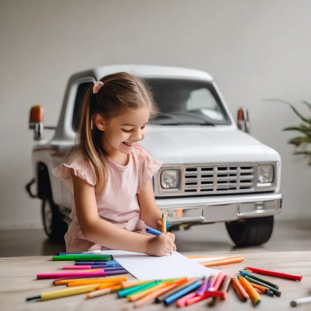 Girl Drawing Her Dream Truck