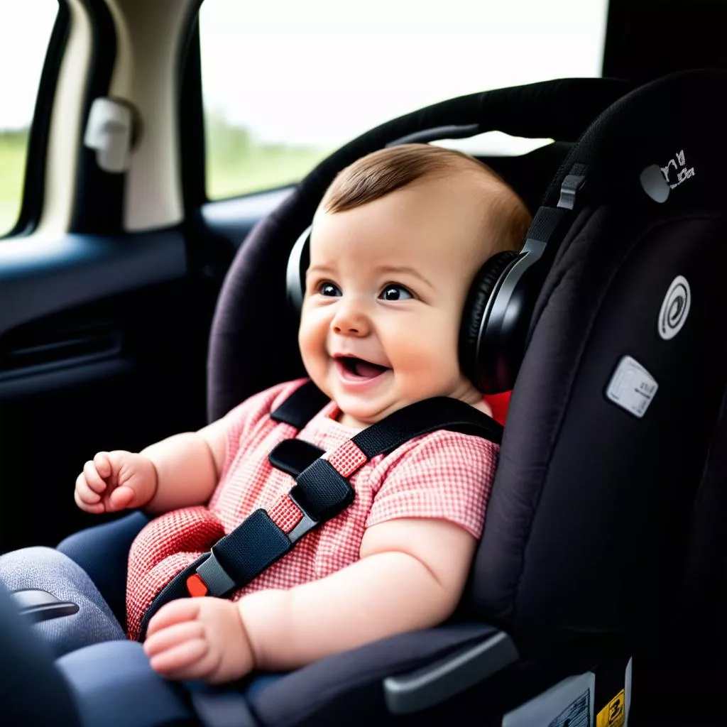 Child listening to music in the car