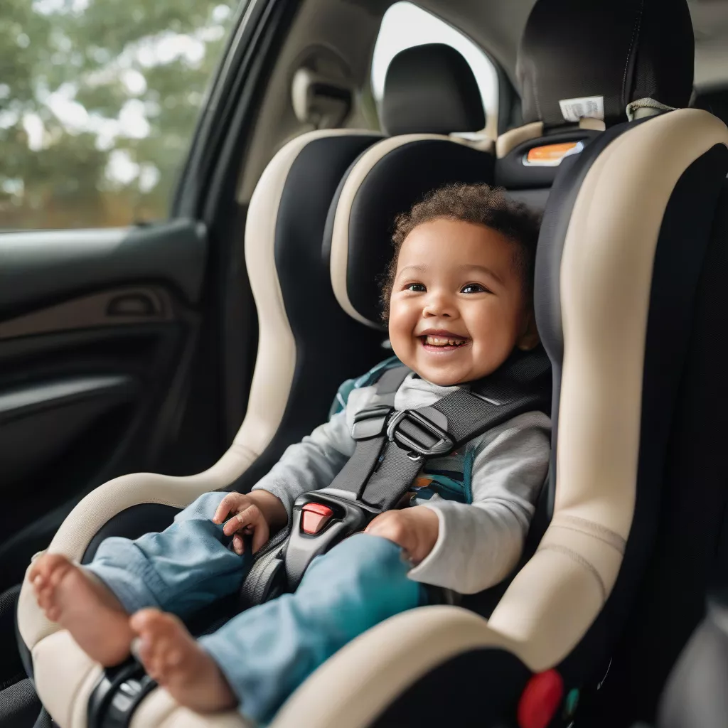 Child sitting comfortably in a car seat