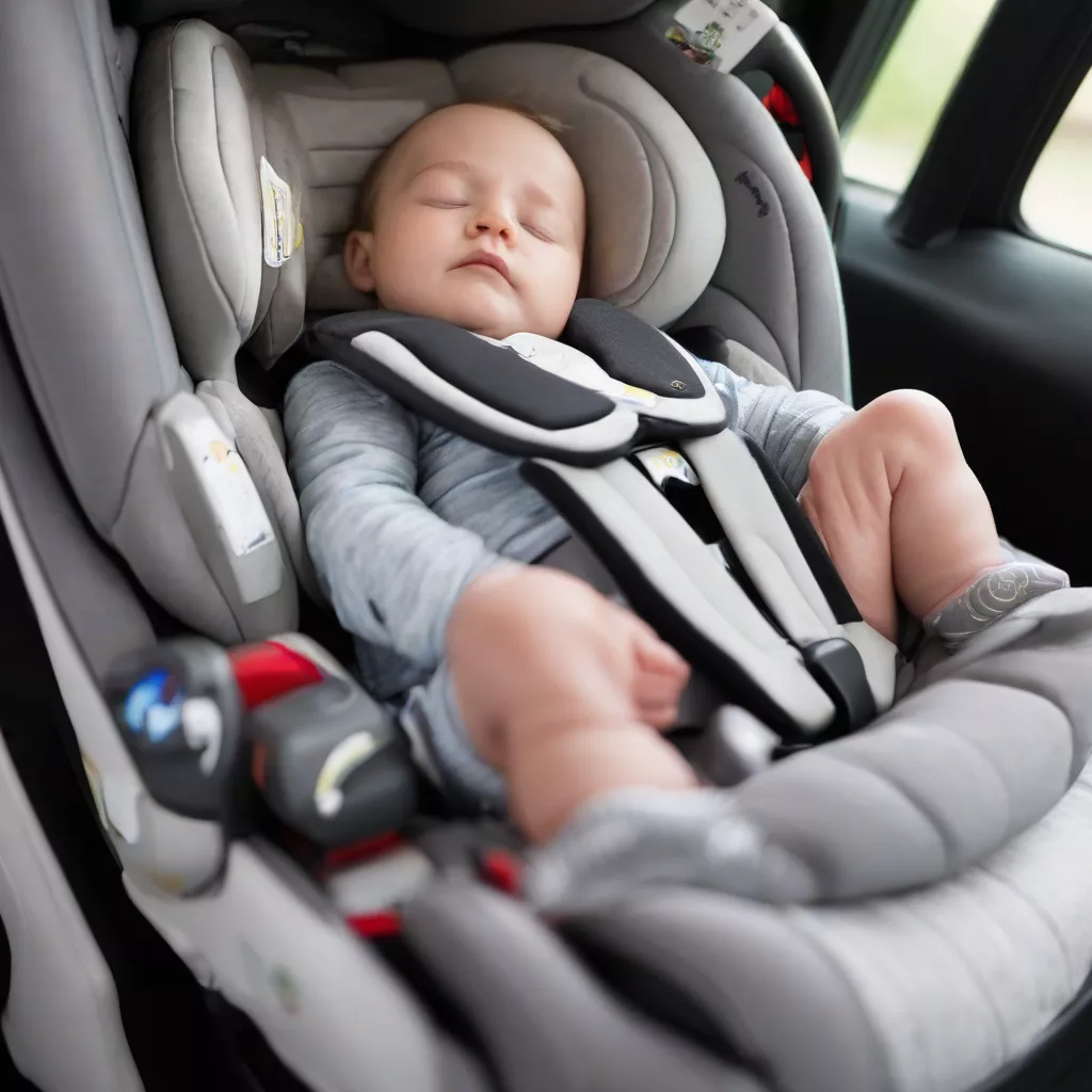 Child sleeping in Joie Steadi Moonlight Car Seat