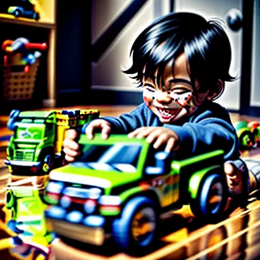 Bé Trai Chơi Đồ Chơi Xe Tải