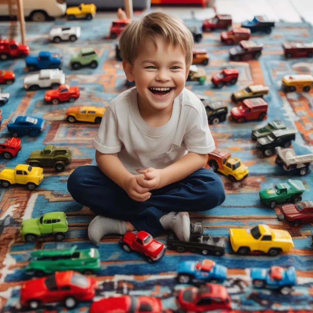 Bé trai chơi trò chơi lắp ráp ô tô