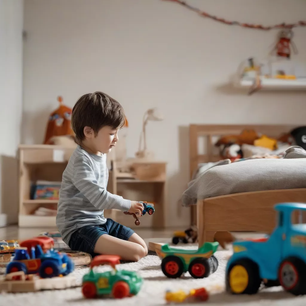 Bambino che gioca con un camion