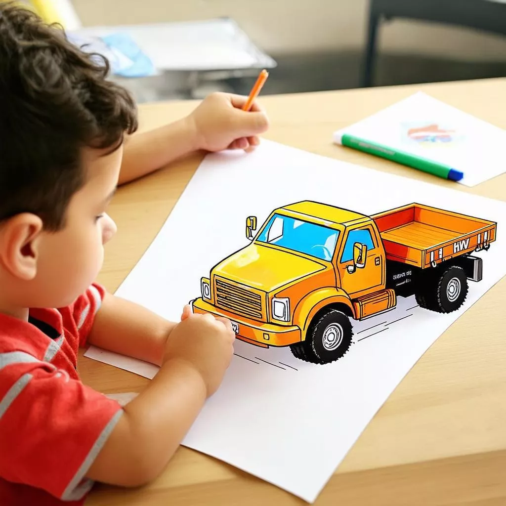 Tranh Tô Màu Ô Tô Mơ Ước: Khơi Nguồn Sáng Tạo Cho Bé Yêu Xe Tải