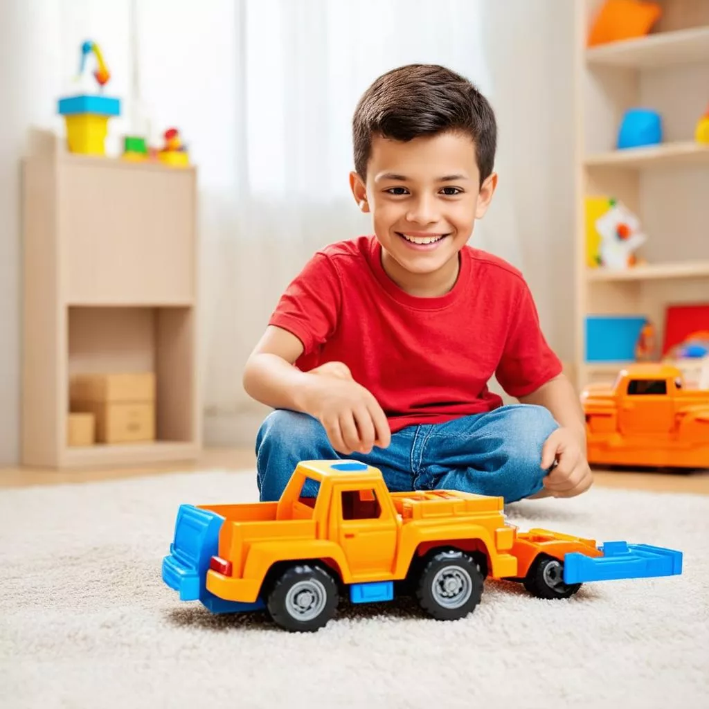 Menino brincando com carrinho