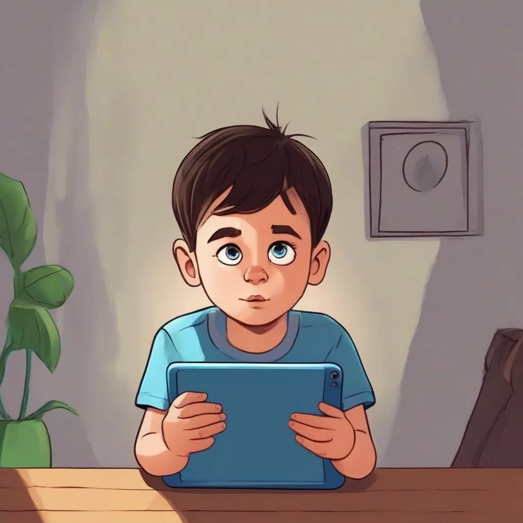 Boy watching cartoon