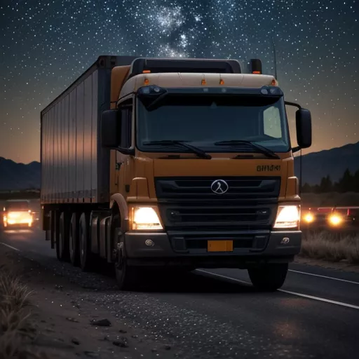 Truck warning signs at night