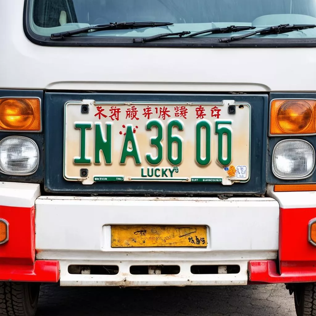A lucky license plate on a truck