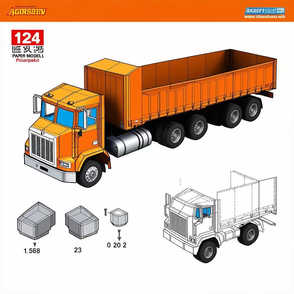 Bộ lắp ráp mô hình xe tải bằng giấy