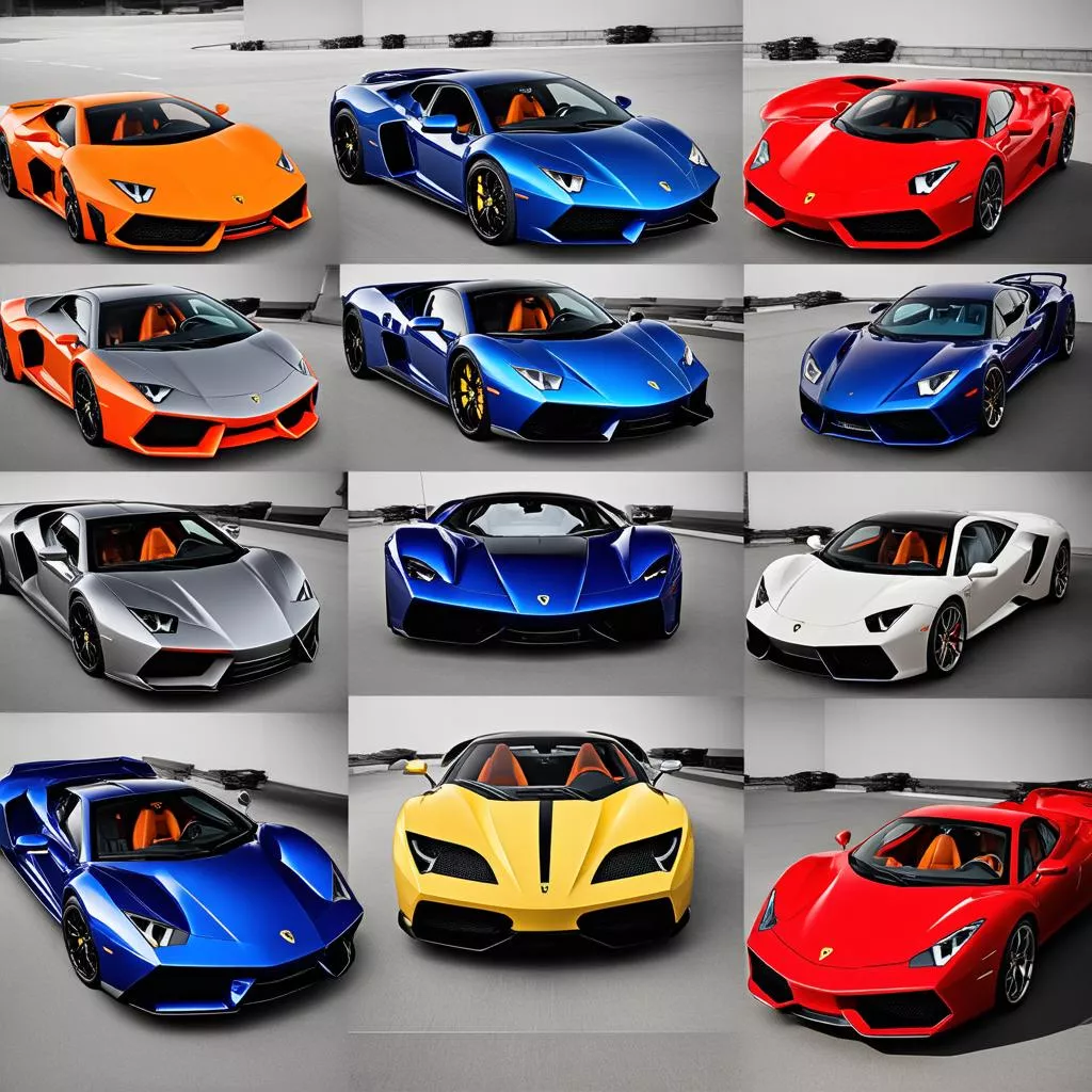 Collection of expensive supercars