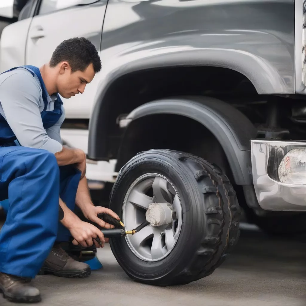 화물차 타이어 질소 주입