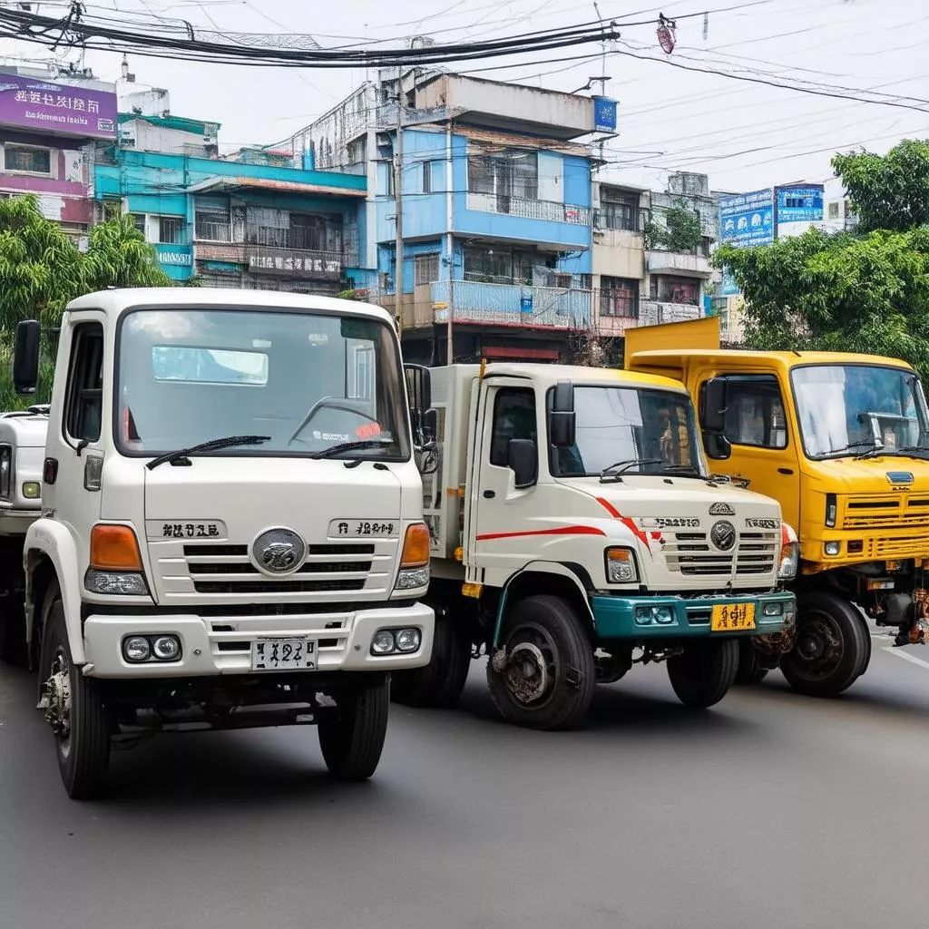Various truck brands in Hanoi