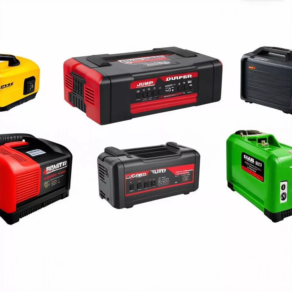 Various types of car battery jump starters