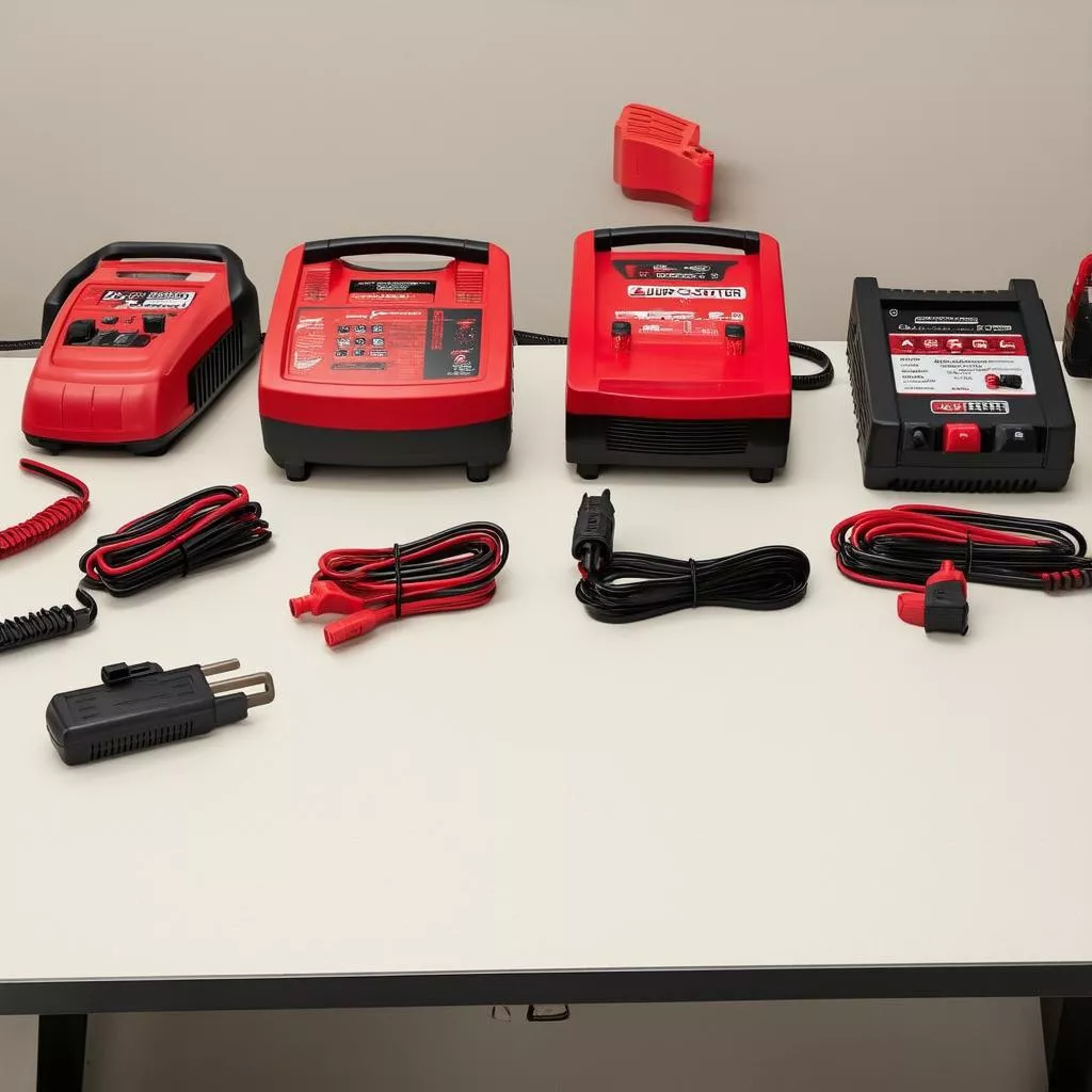 Various types of car jump starters