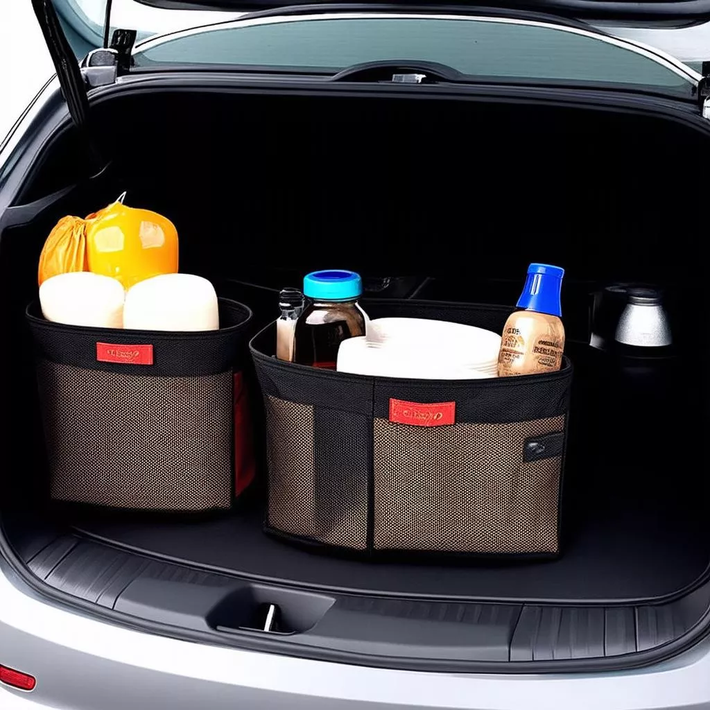 Various types of car trunk organizers