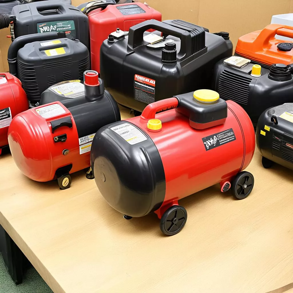 Various types of mini car air compressors