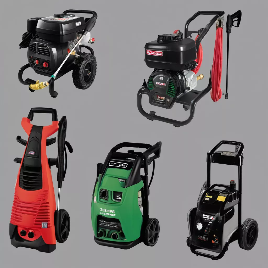Different types of car pressure washers, including mini and high-pressure models